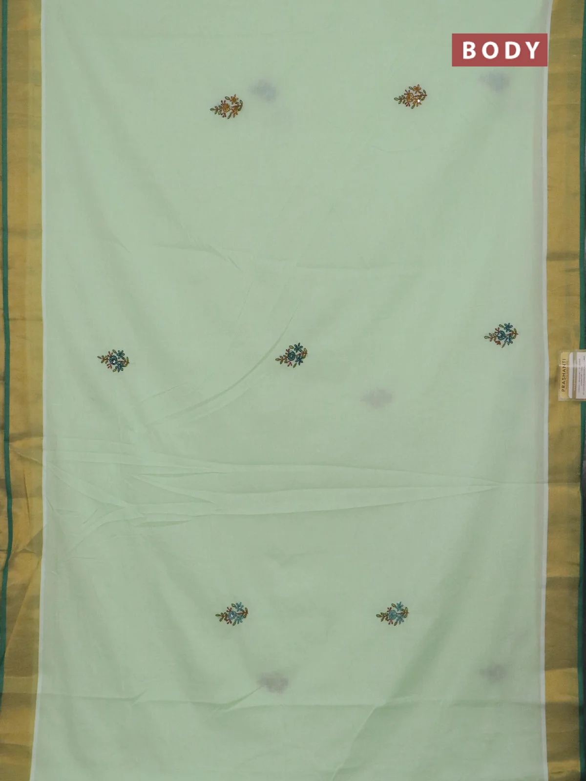 Mul Cotton Saree - Pista Green